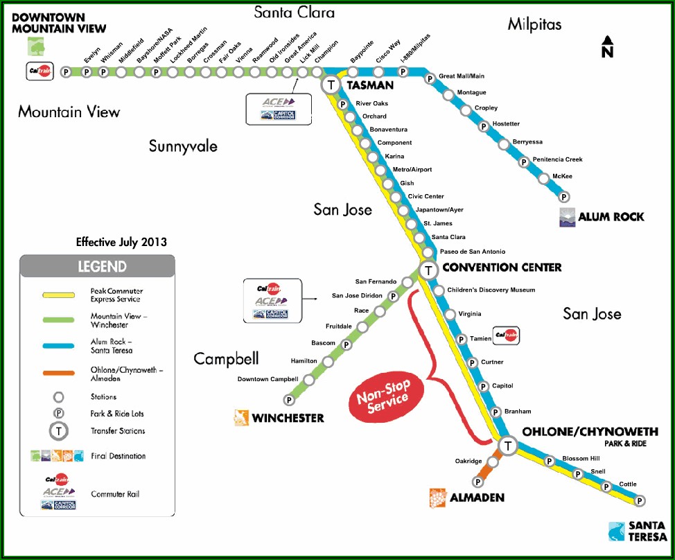 Vta Light Rail Blue Line Map