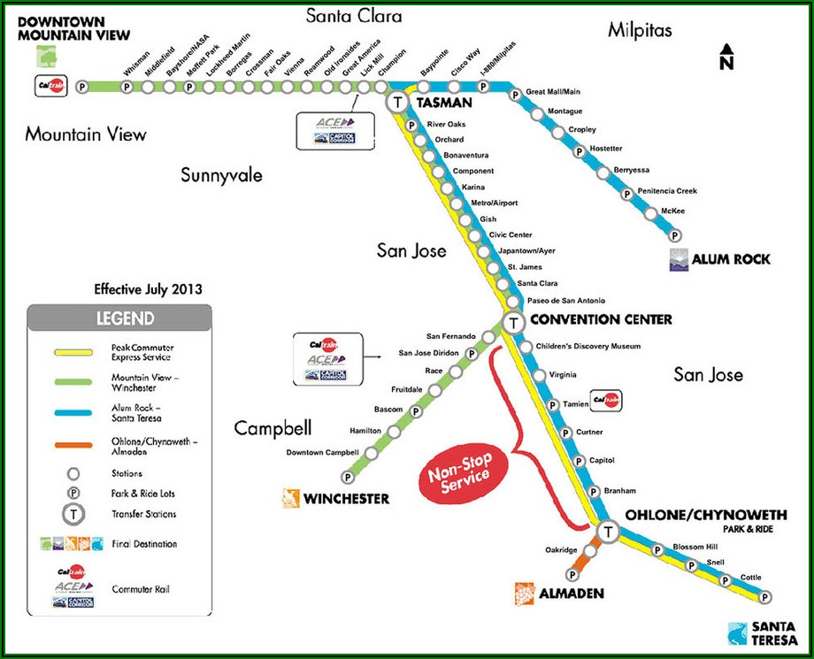 Vta Light Rail Map Schedule