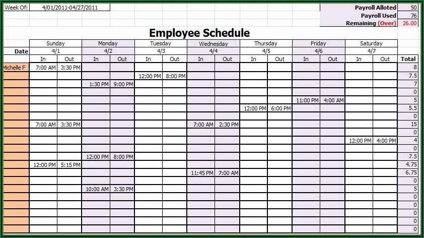 Weekly Staff Work Schedule Template