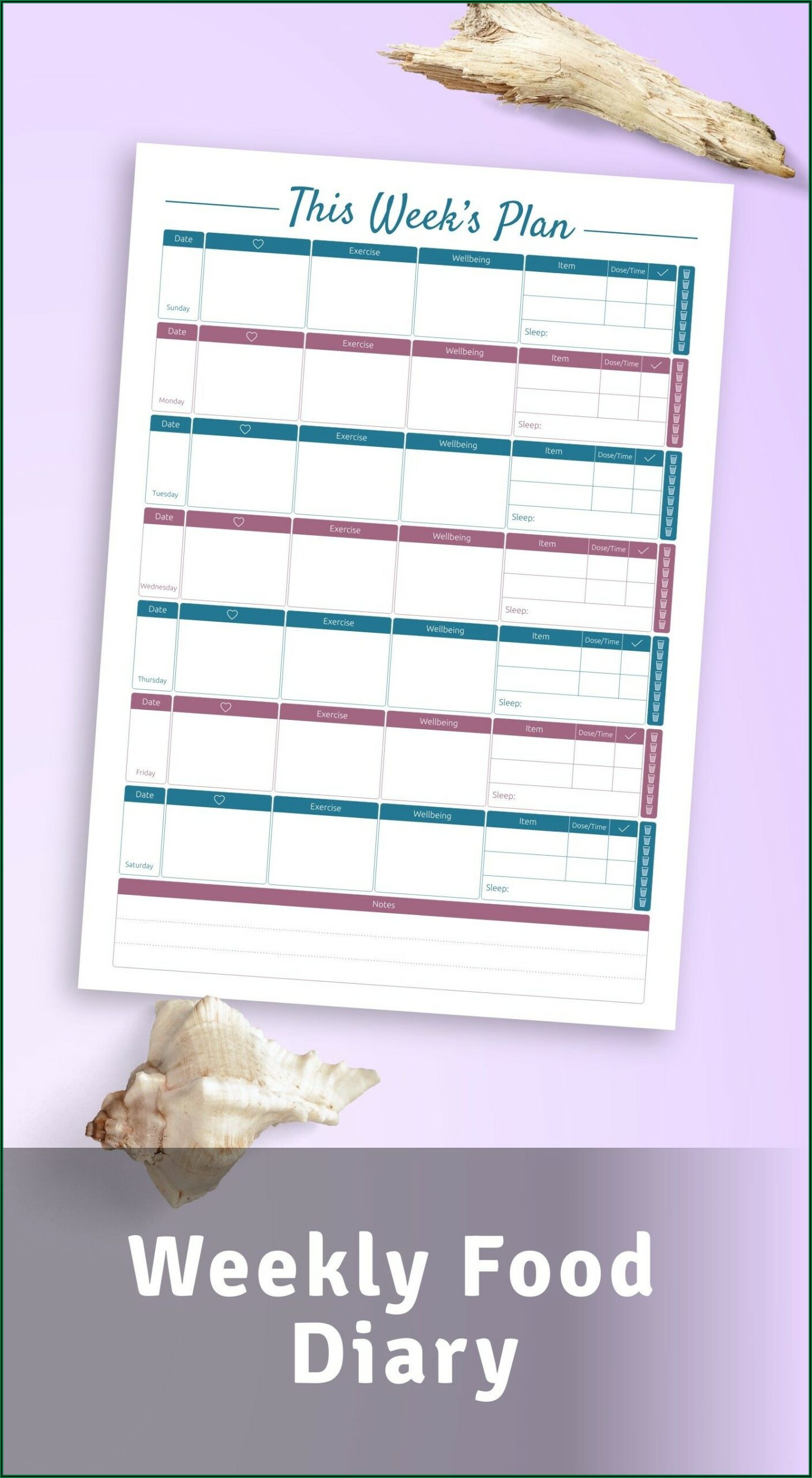 Weekly Workout Journal Template