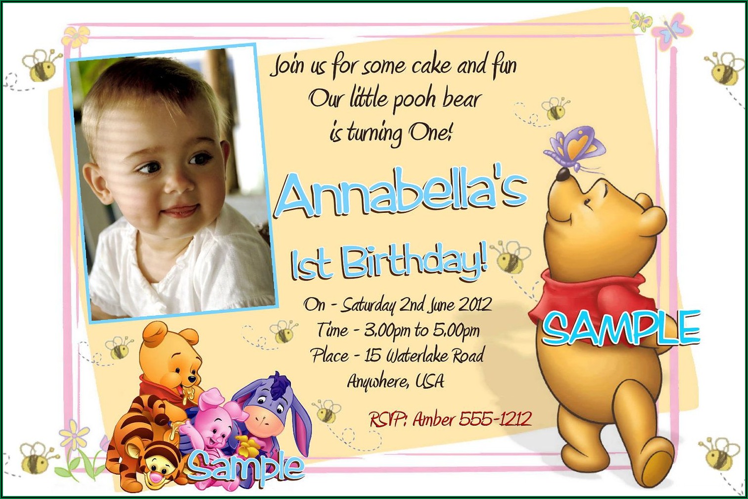 Winnie The Pooh Birthday Invitations Templates Free