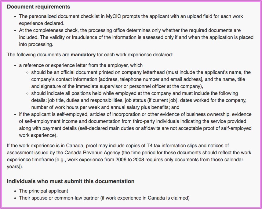 Work Reference Letter Sample For Canada Immigration
