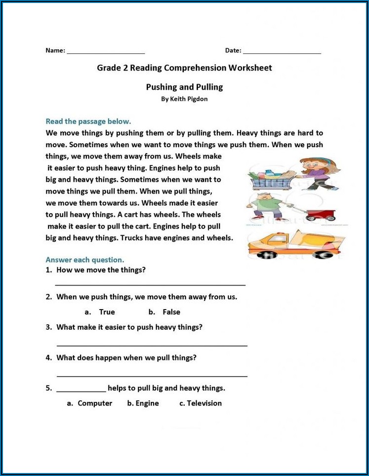 Worksheets For 2nd Grade Reading Comprehension