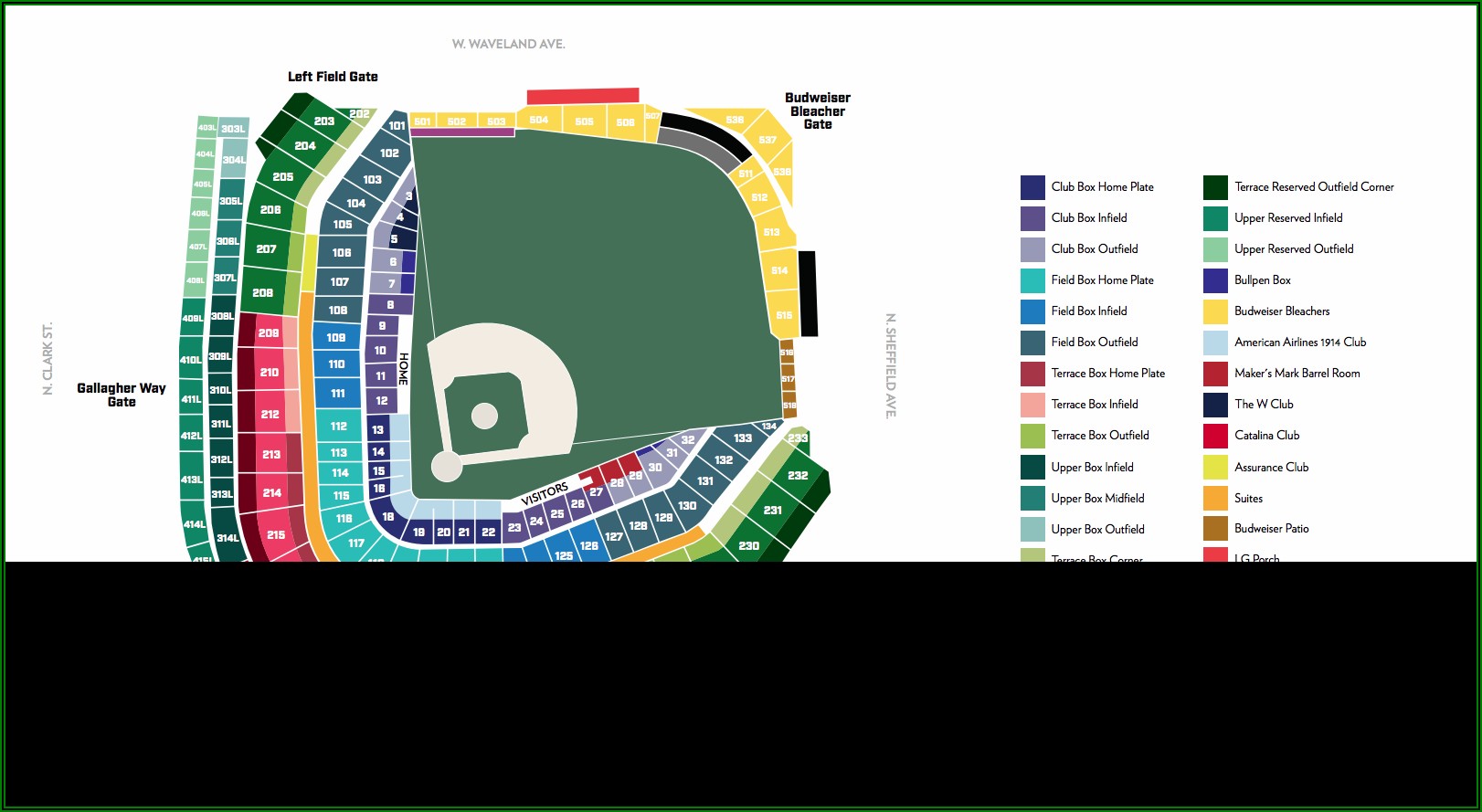 Wrigley Field Detailed Seating Chart With Seat Numbers