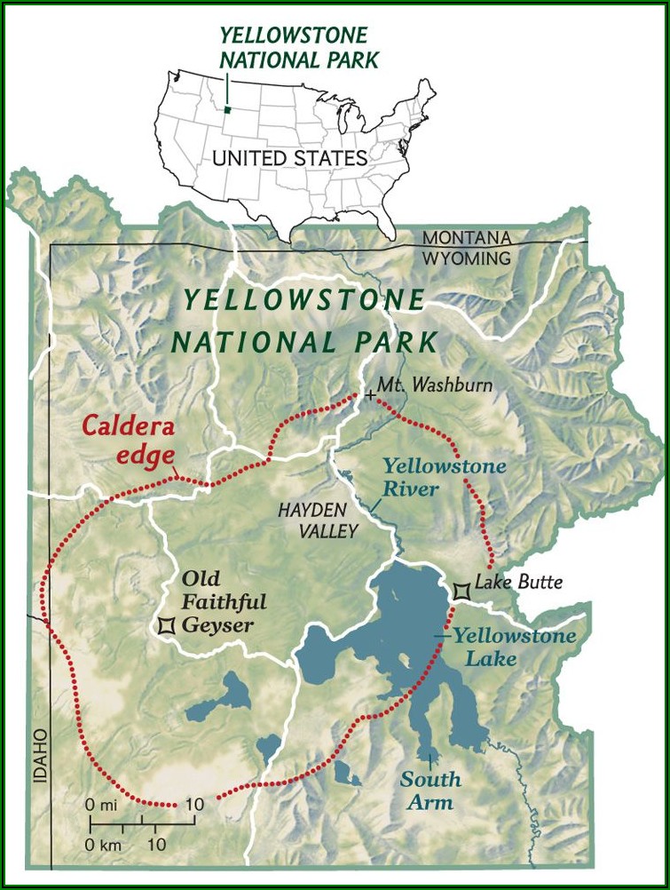 Yellowstone National Park Eruption Map