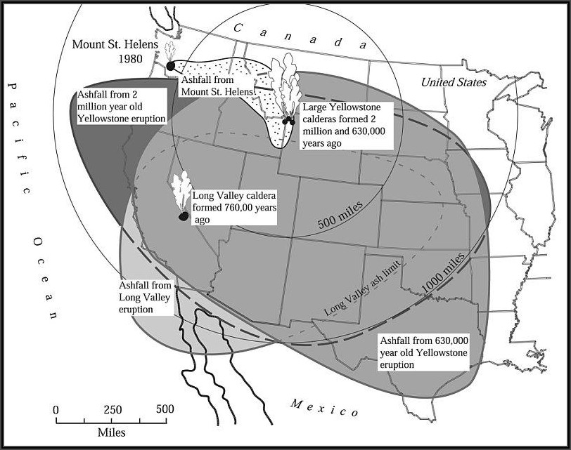 Yellowstone Volcanic Ash Fallout Map