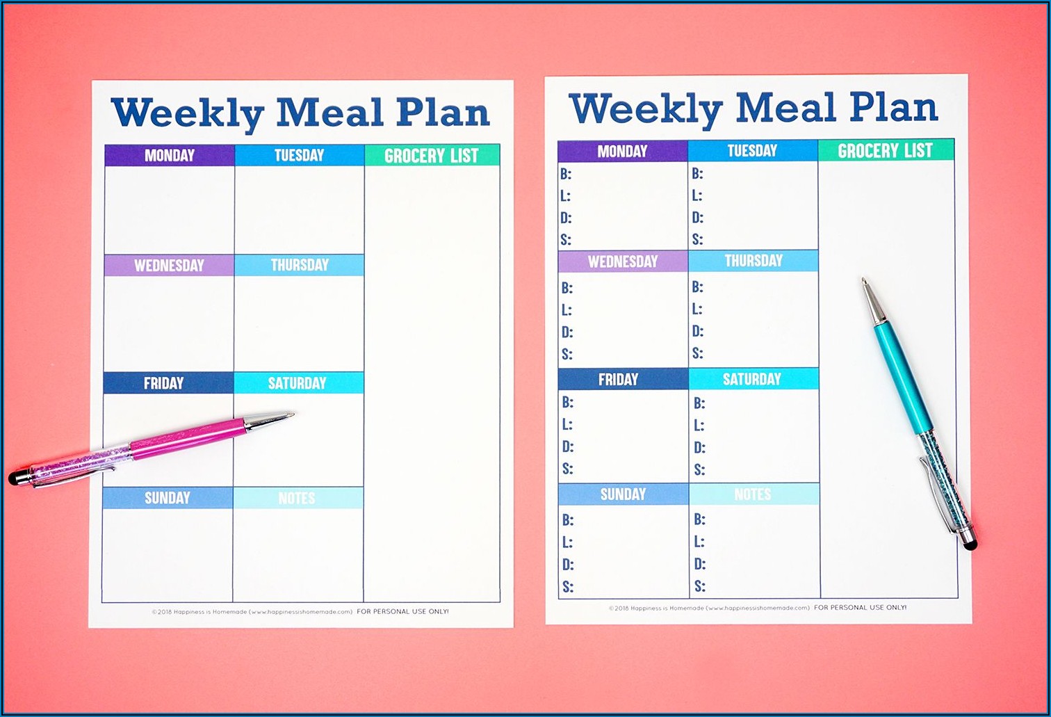 Blank Weekly Meal Plan Template