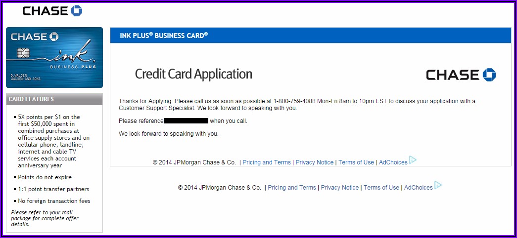 Chase Business Card Application Status Phone Number