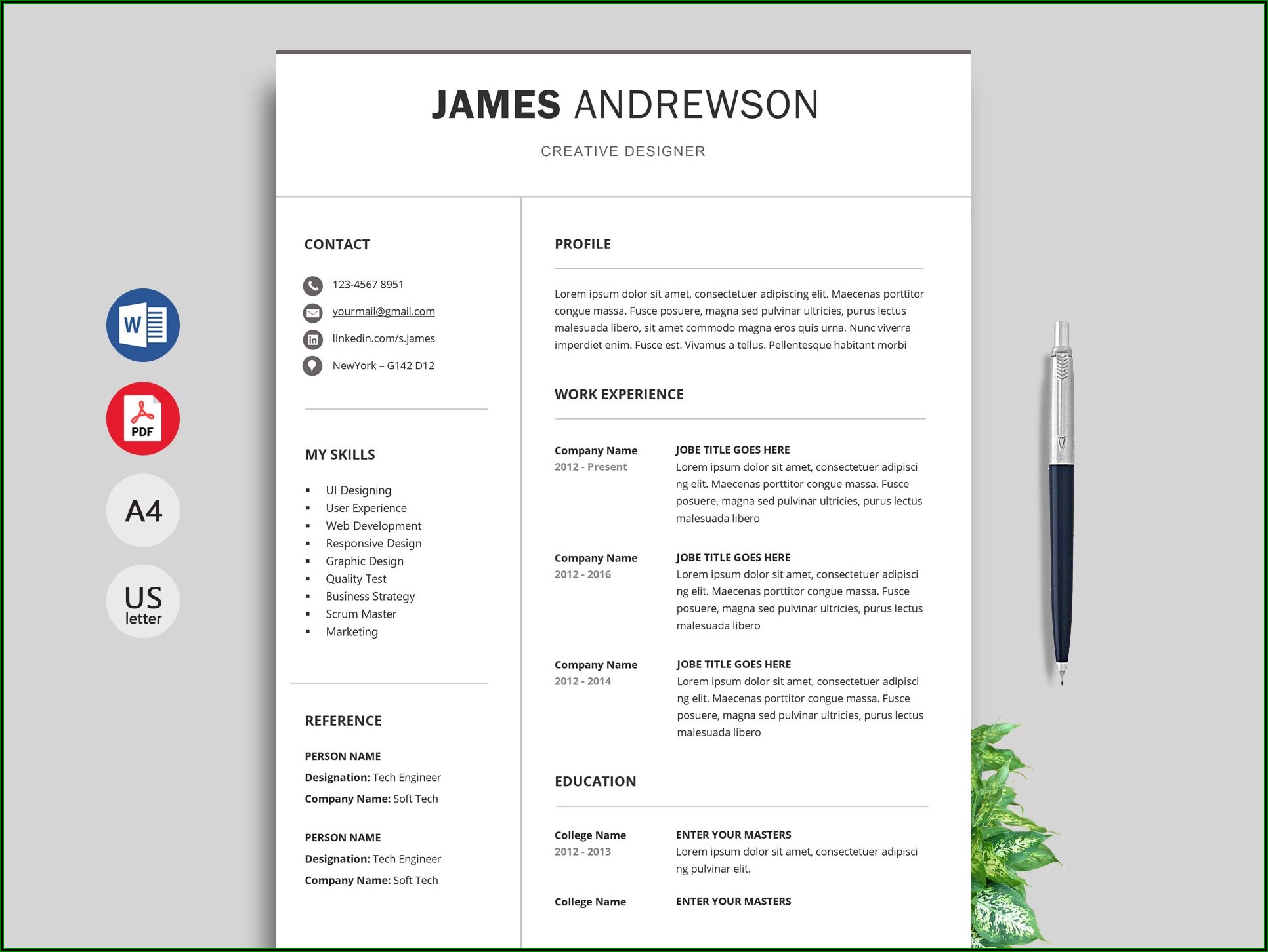 Completely Free Resume Templates 2019