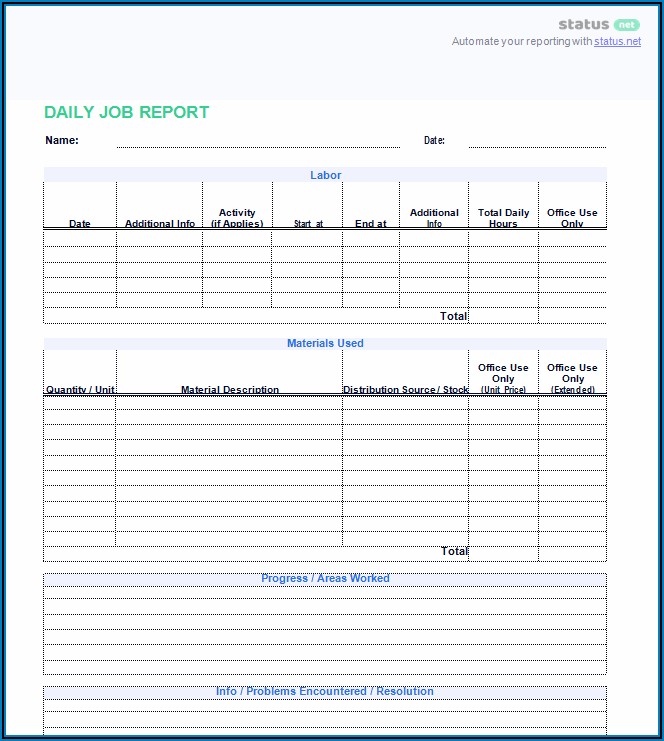 Daily Activity Report Format For An It Technical Support