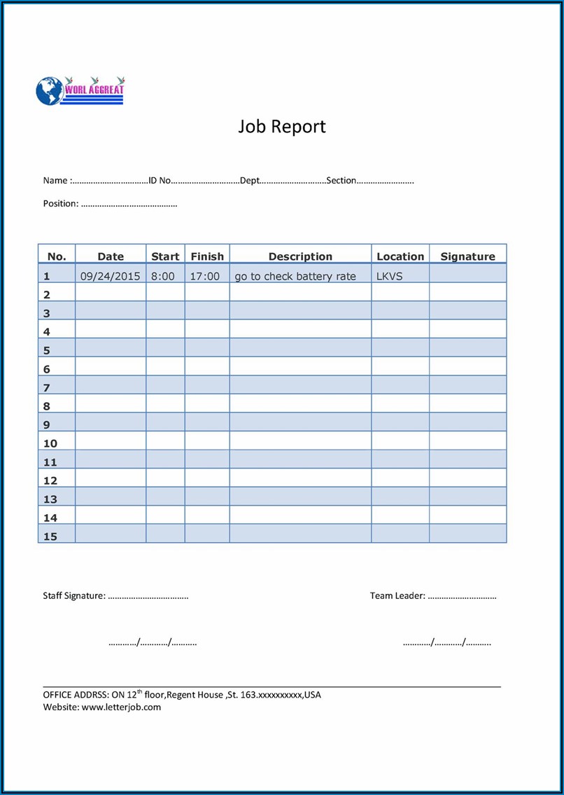 Daily Activity Report Format For Office