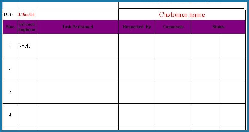 Daily Activity Report Format In Excel Free Download