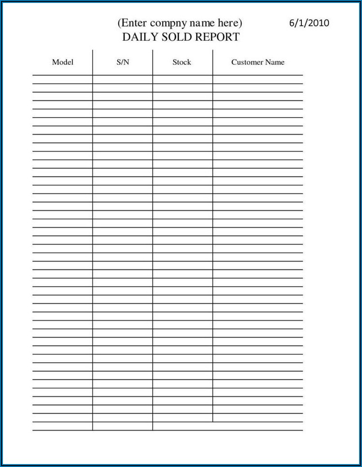 Daily Activity Report Template Excel Free Download