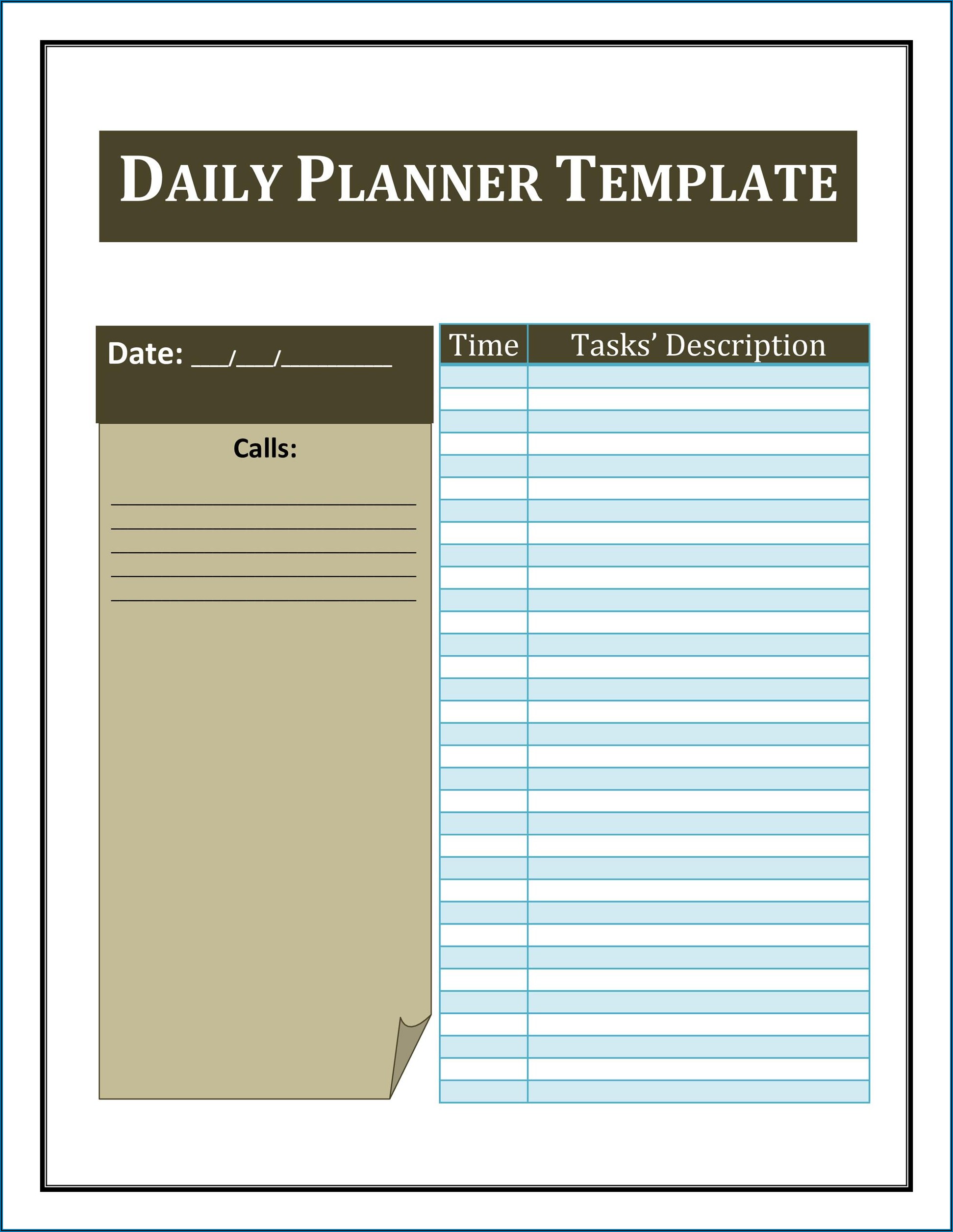Daily Sales Call Plan Template