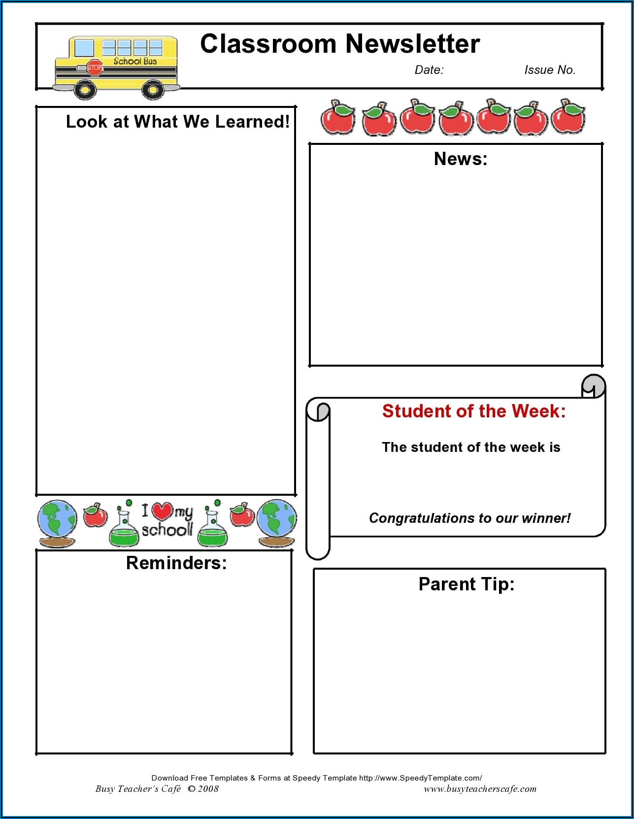 Free Weekly Newsletter Templates For Elementary Teachers