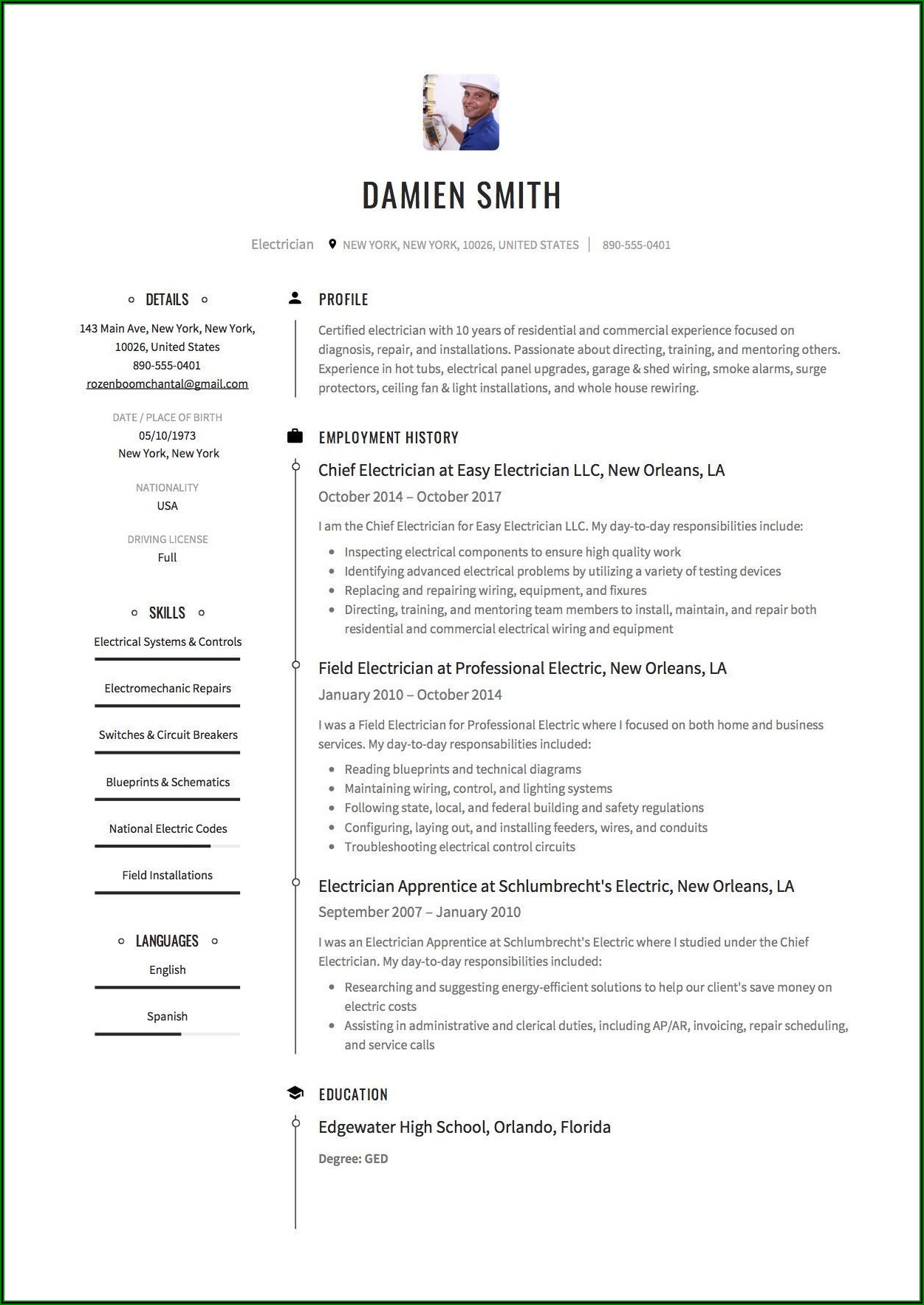 Iti Electrician Resume Sample In Word Format Download