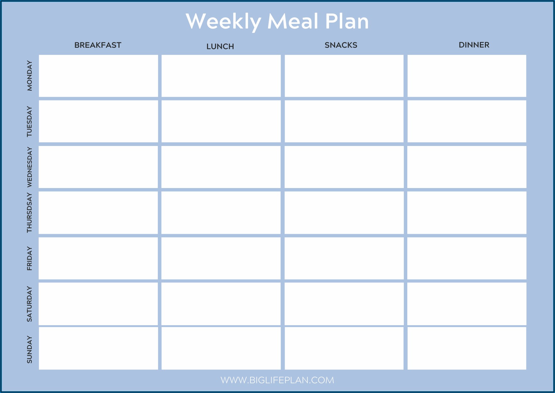 Meal Planner Template Pdf Free