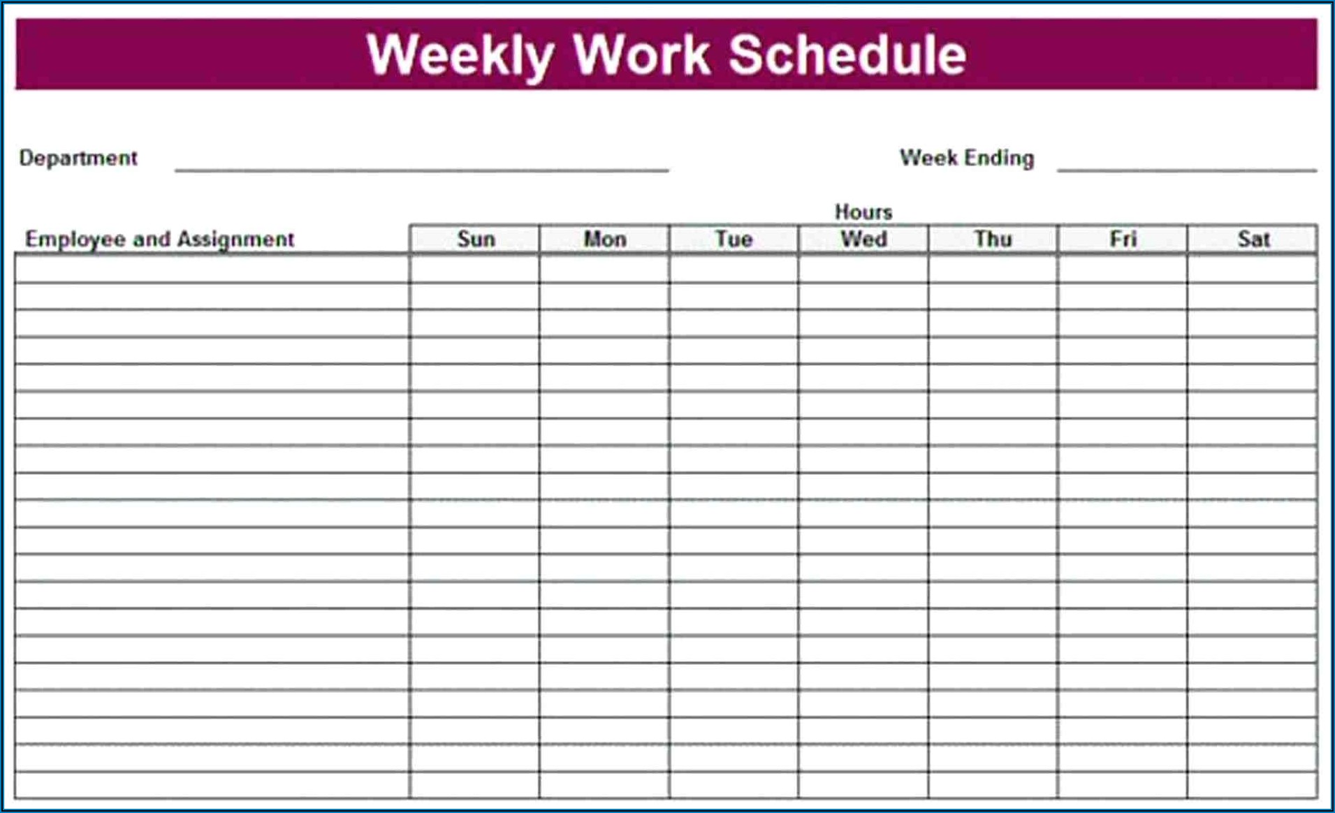 Monthly Work Rotation Schedule Template