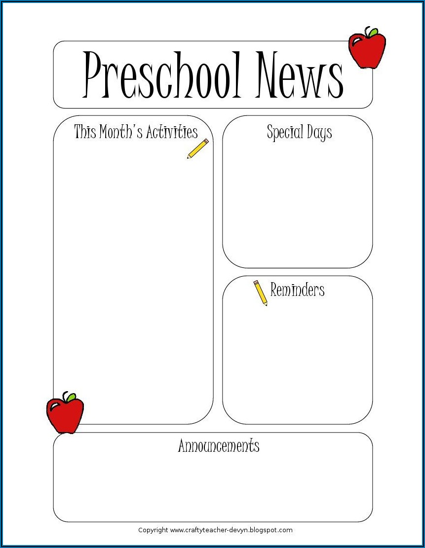 Newsletter Templates For Early Childhood Teachers