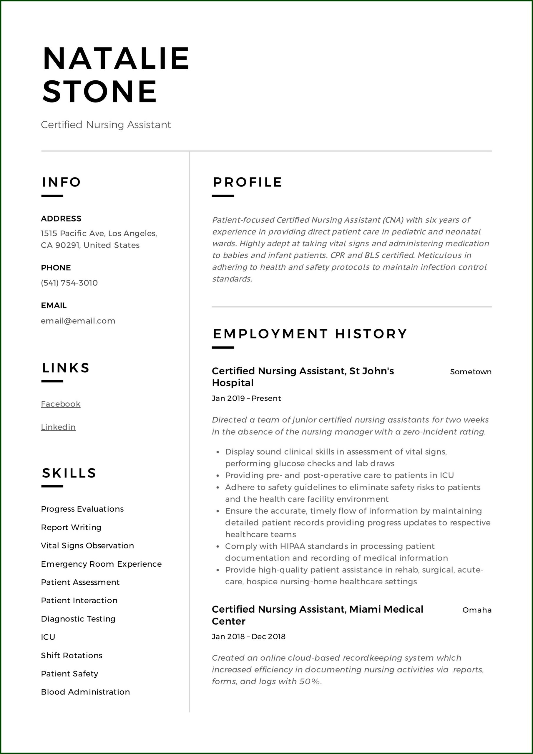 Relevant Skills For Nursing Assistant Resume