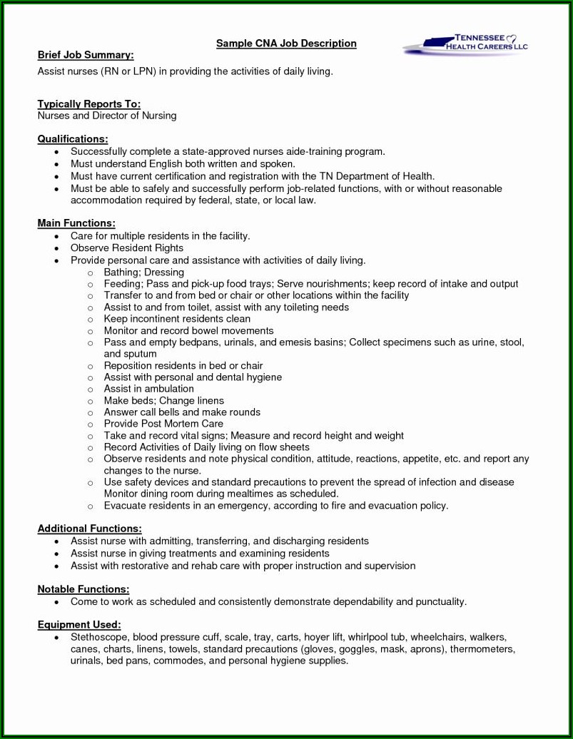 Resume Objectives For Nursing Assistant
