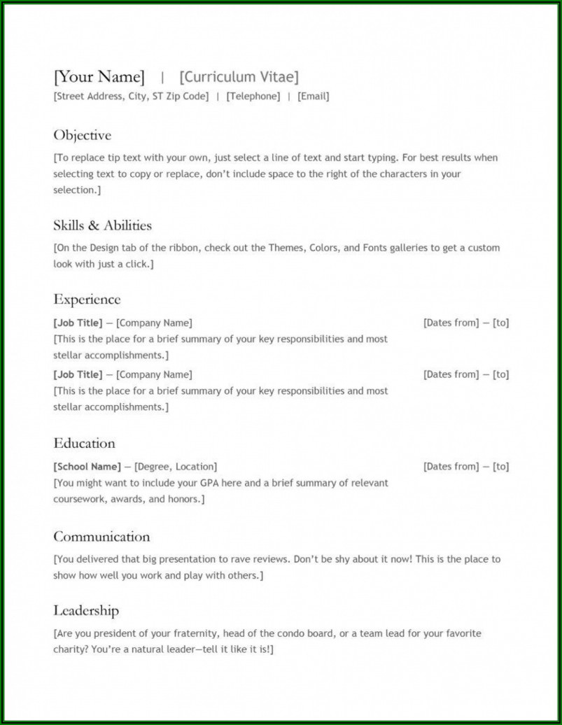 Sample Resume Format For Teacher Job