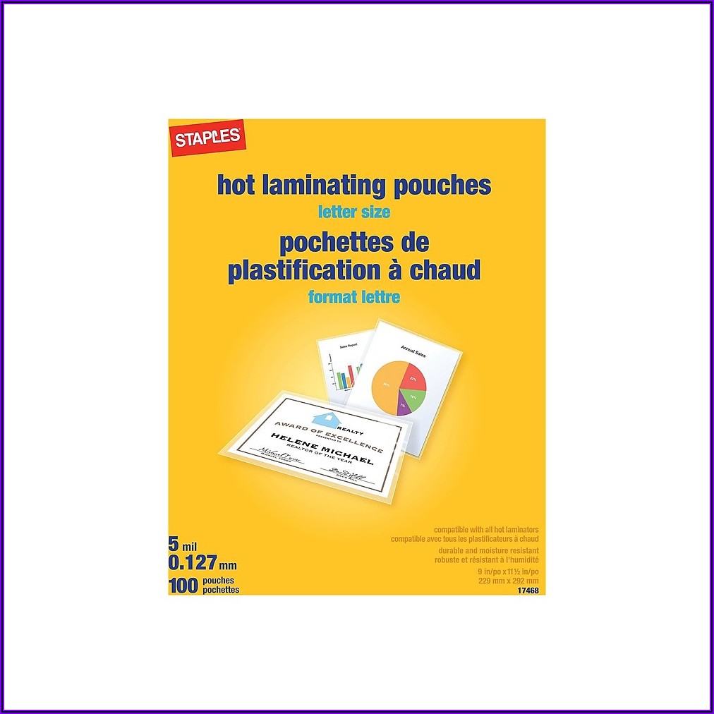 Staples Hot Laminating Pouches Business Card Size