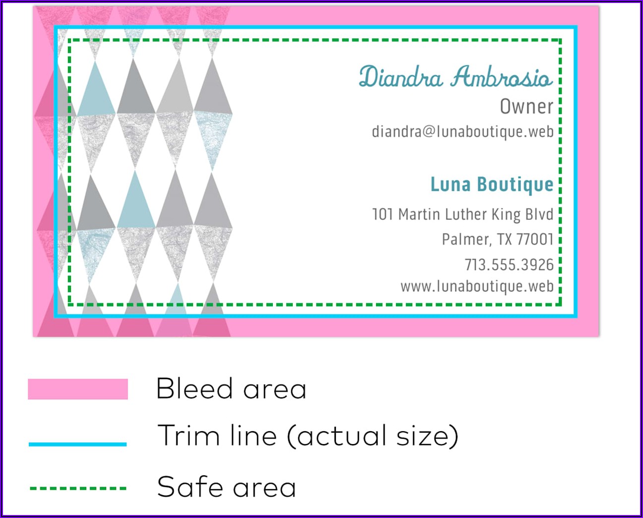 Vistaprint Business Card Safety Line Dimensions