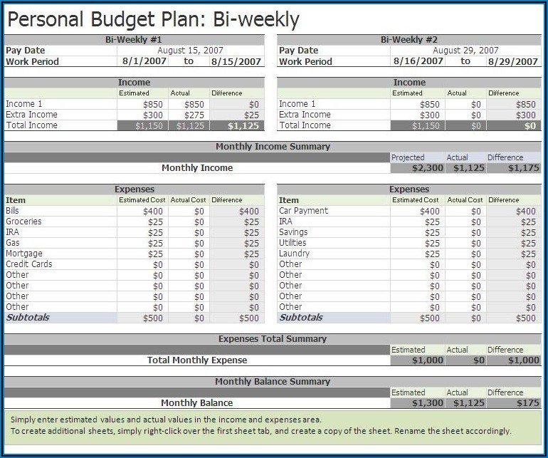Weekly Household Expenses Template