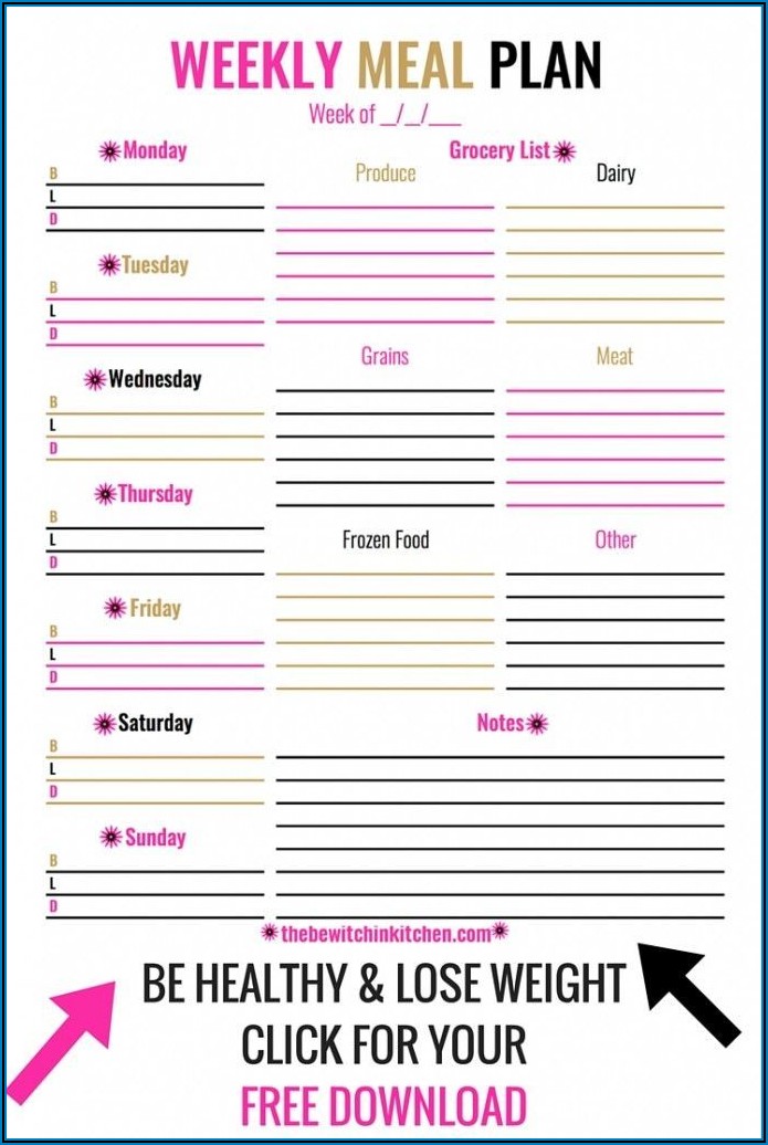 Weekly Meal Plan Template Download