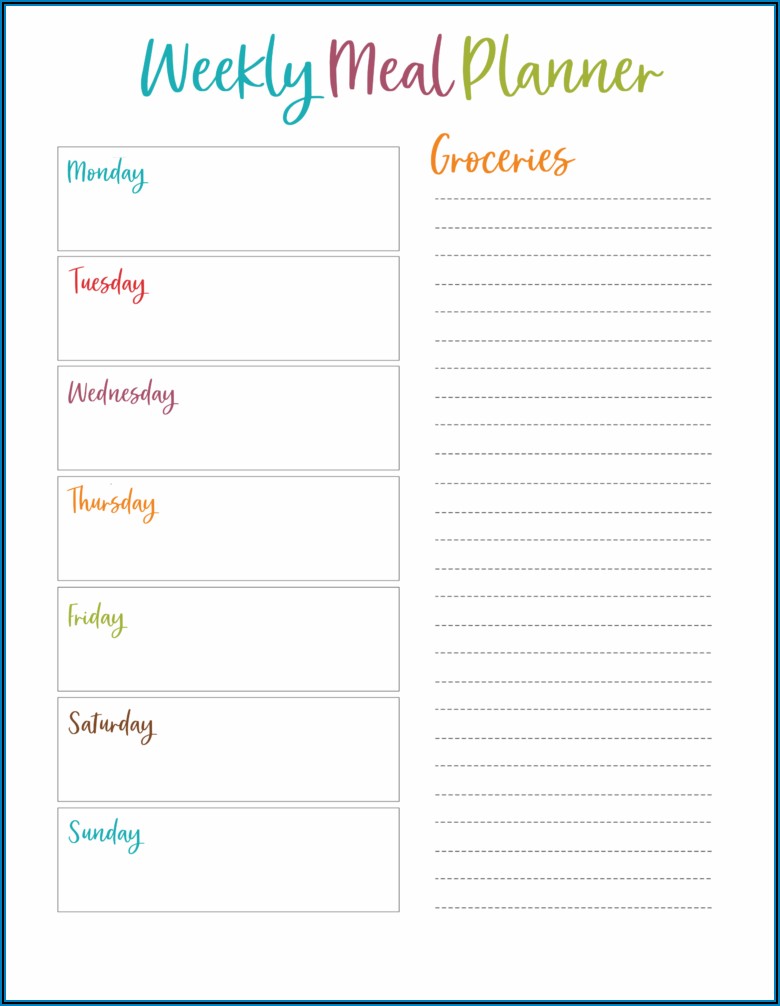 Weekly Meal Planner Template Free Download