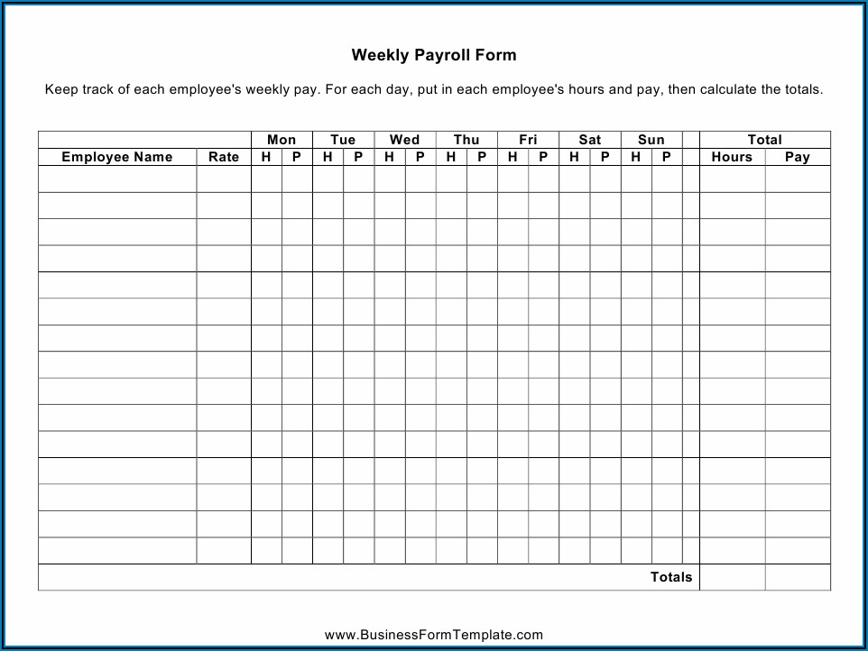 Weekly Payroll Spreadsheet Template