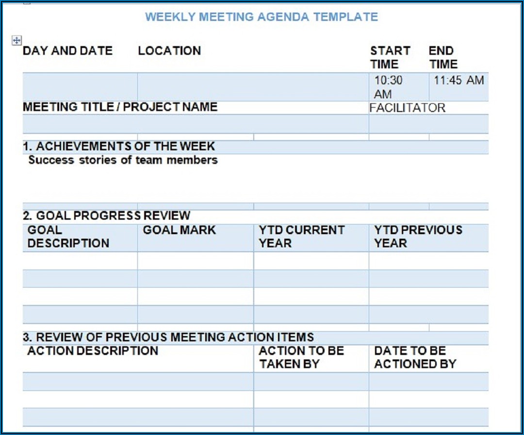 Weekly Project Meeting Agenda Template
