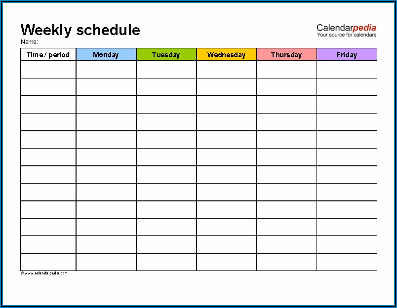 Weekly Work Schedule Format