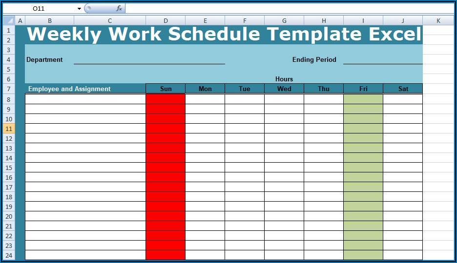 Weekly Work Schedule Template Excel