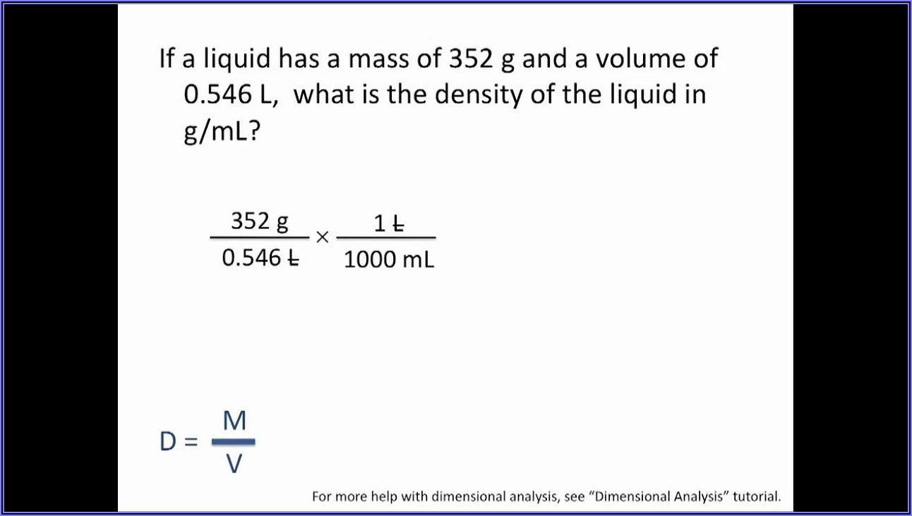 Calculating Density Worksheet Answers