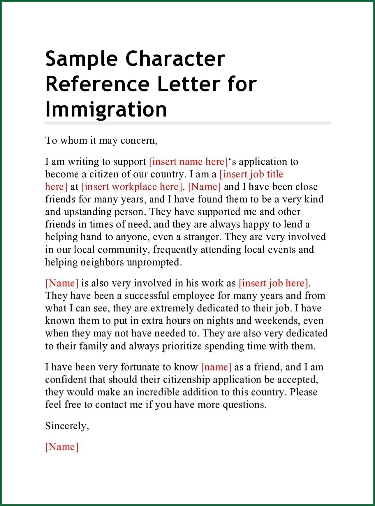 Character Reference Letter For Court Template Nz