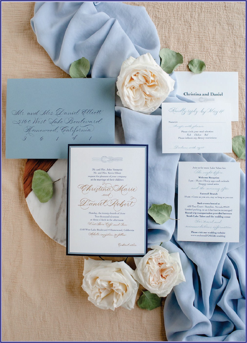 Dusty Blue Wedding Invitation Templates
