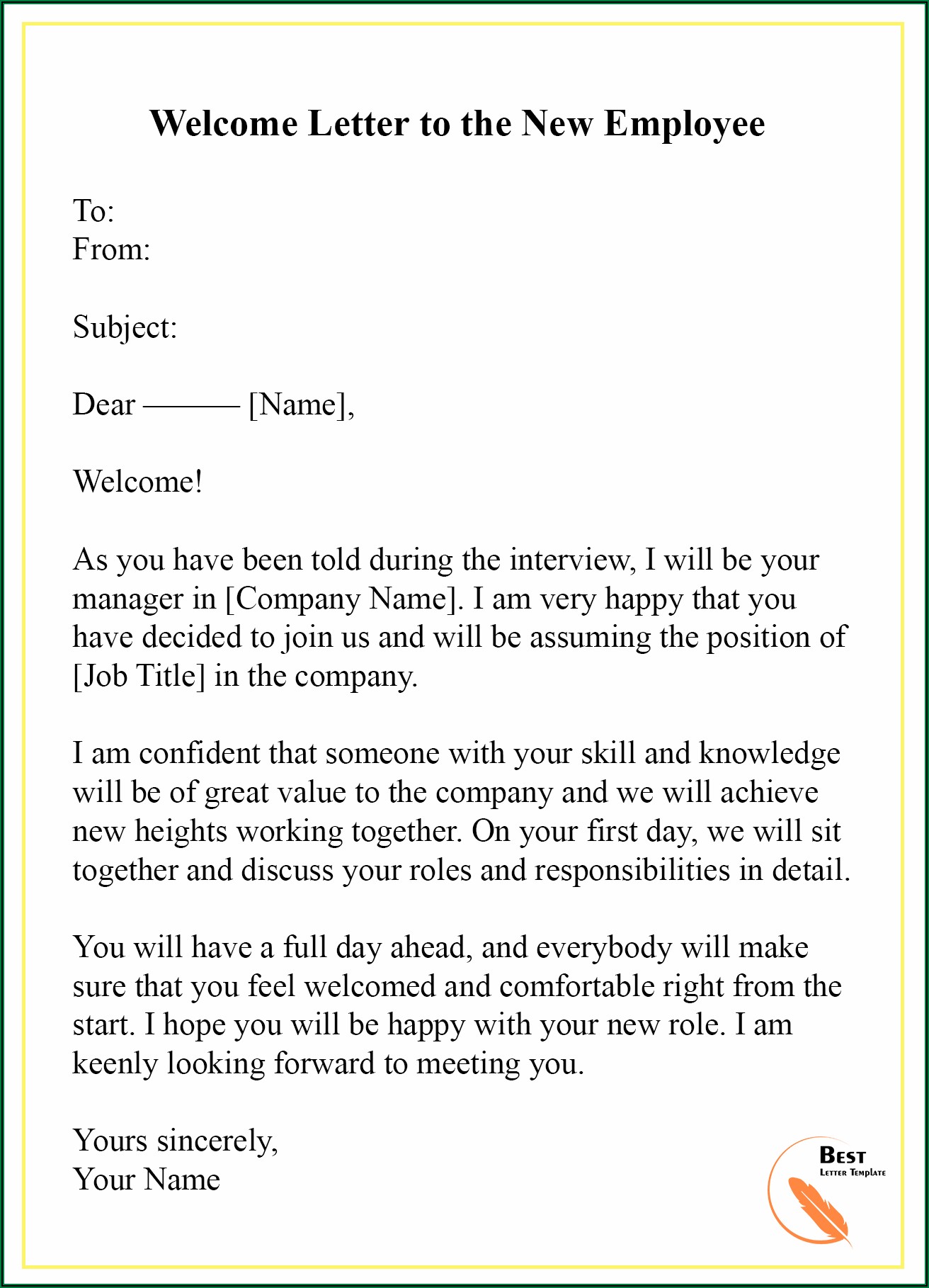 Employee Welcome Message From Ceo