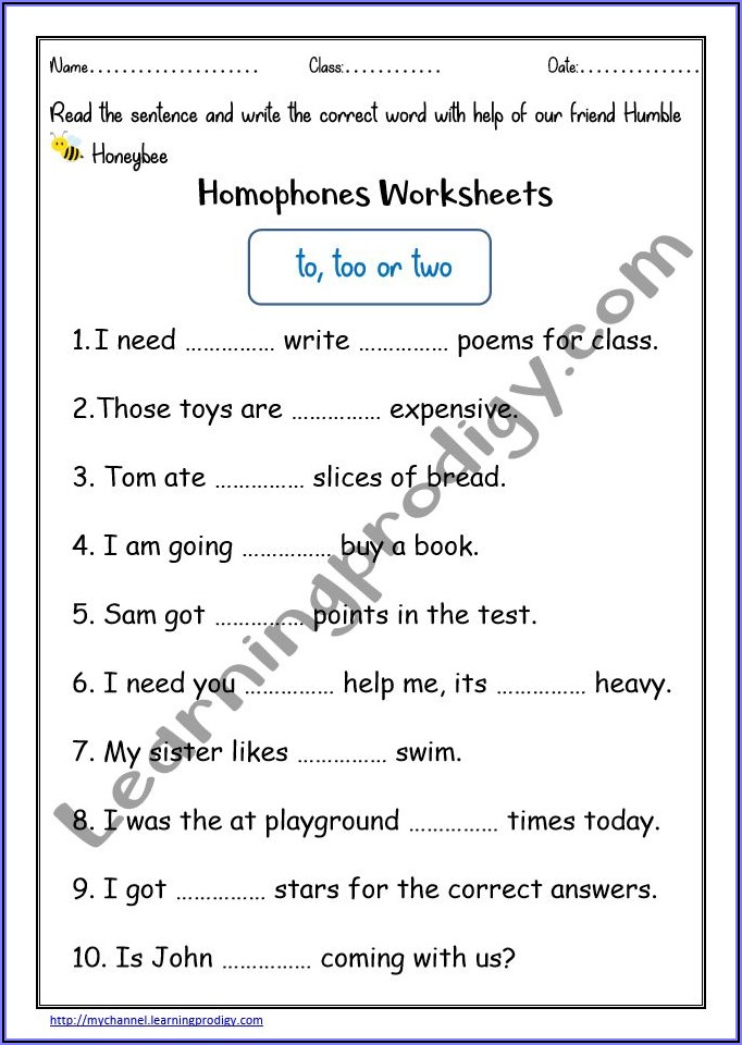 English Grade Two Worksheets