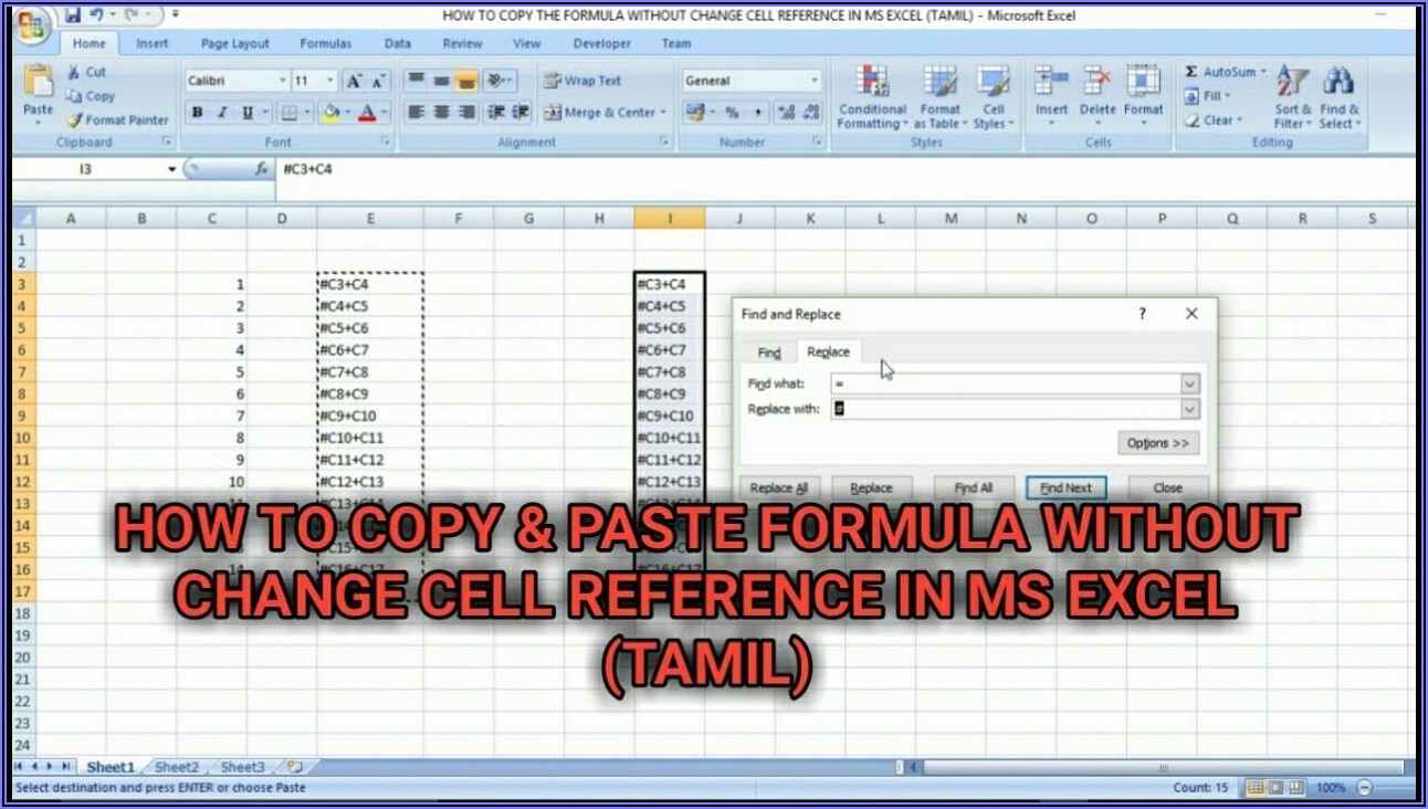 Excel Copy Formula Sheet Reference