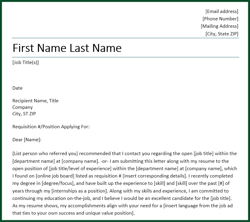 Free Cover Letter Format Download