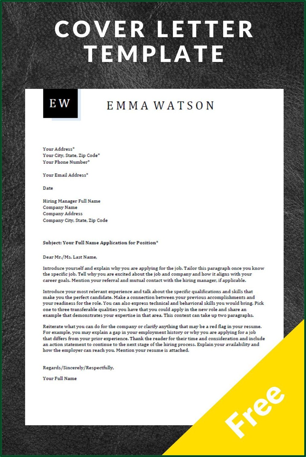 Free Cover Letter Template Download