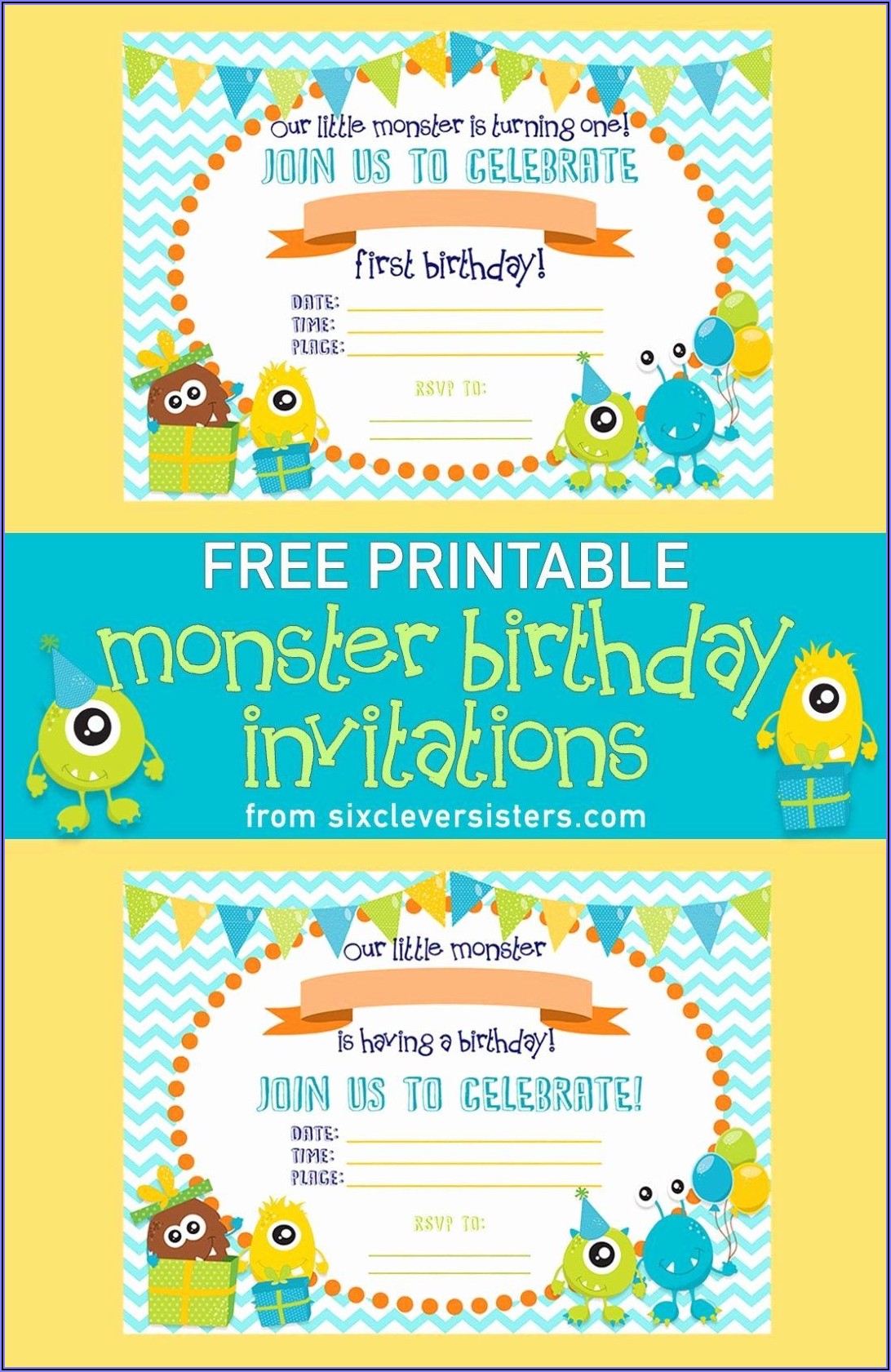 Free Printable Monster Birthday Invitations