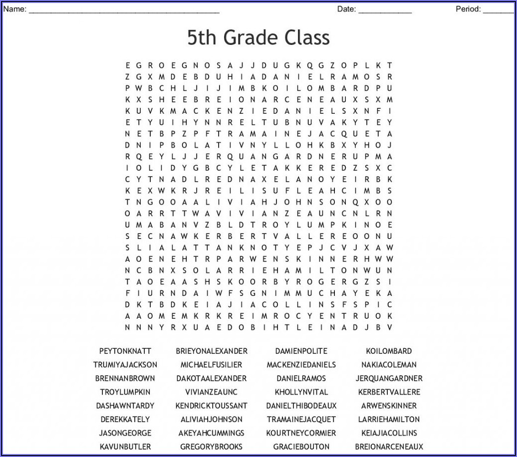 Free Printable Word Search 5th Grade