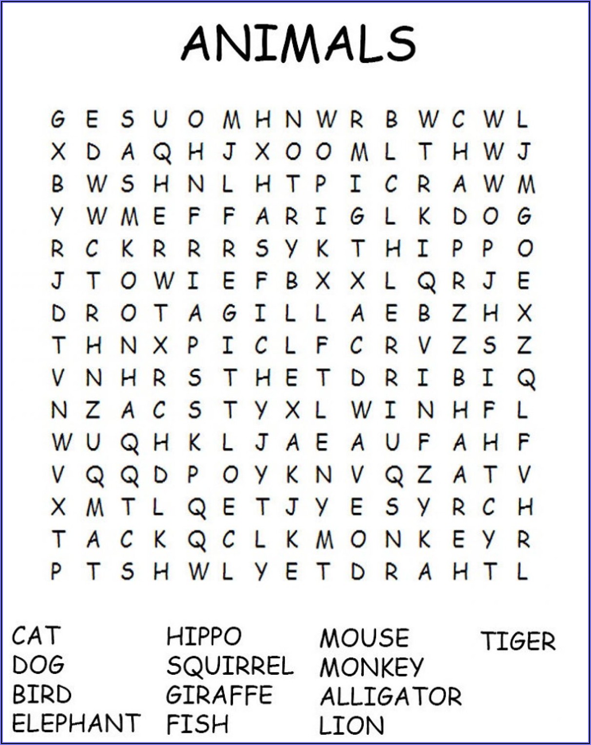 Free Printable Wordsearch For 5th Graders
