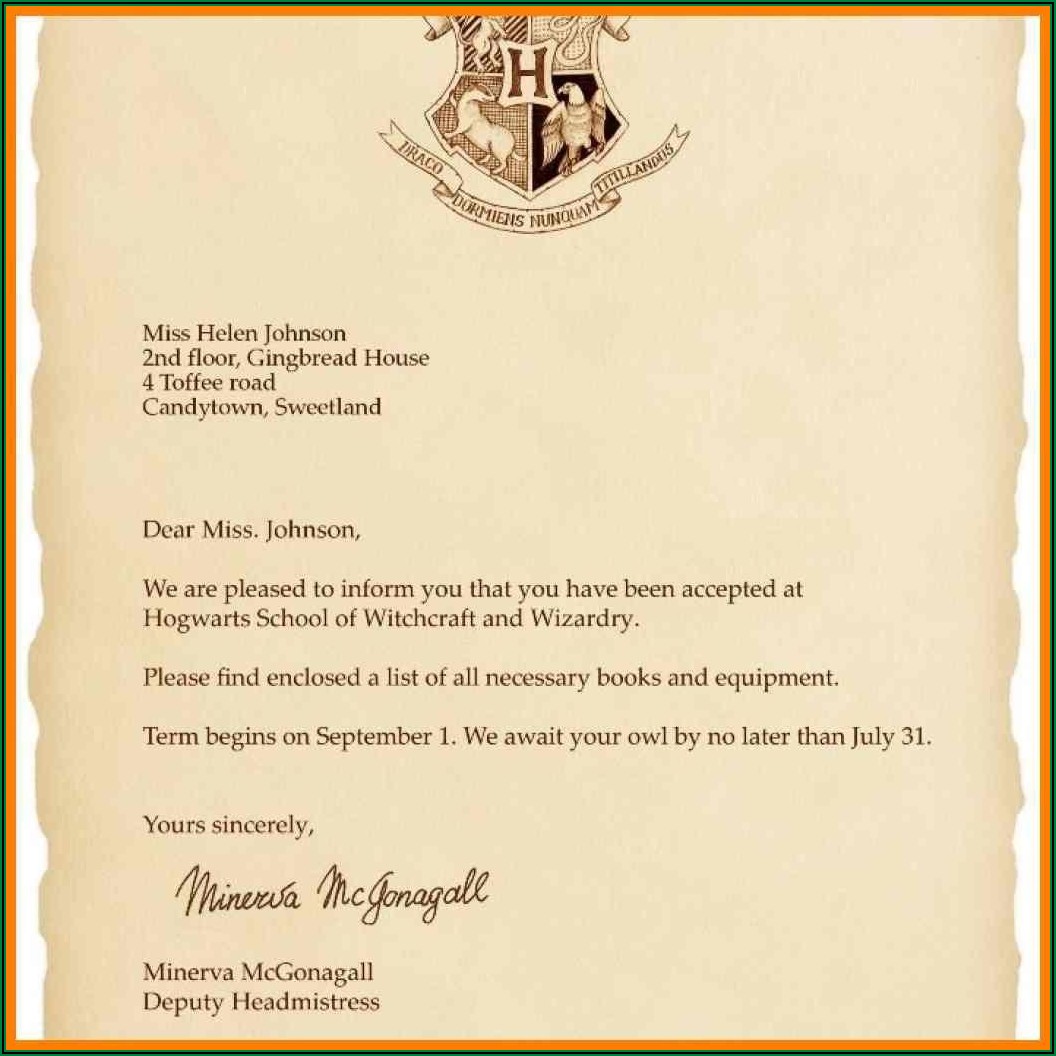 Harry Potter Letter Template