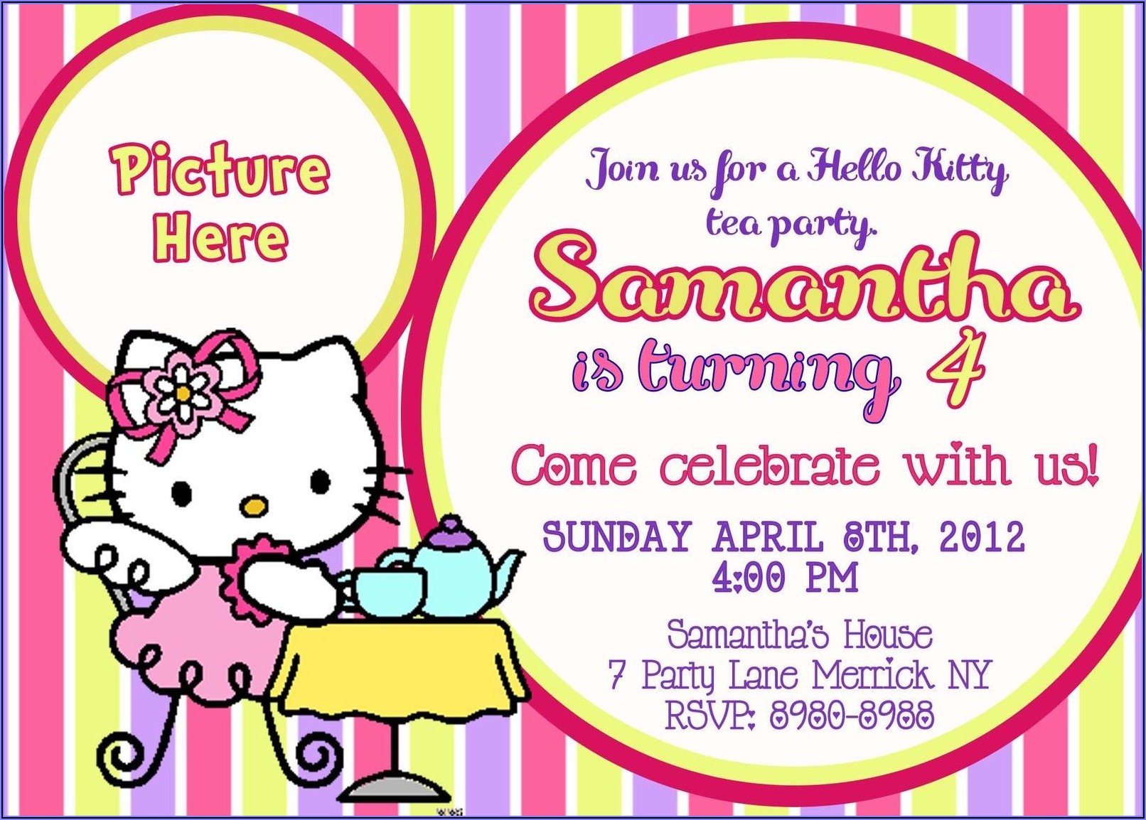 Hello Kitty 7th Birthday Invitation Background