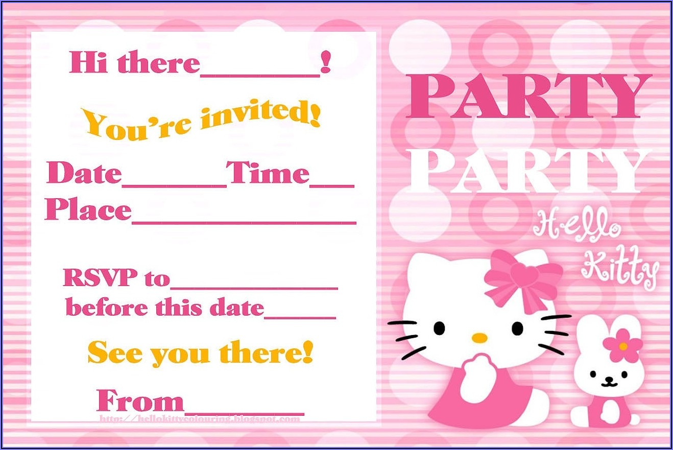 Hello Kitty Background Invitation Card