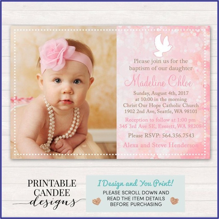 Hello Kitty Christening Invitation For Baby Girl Background